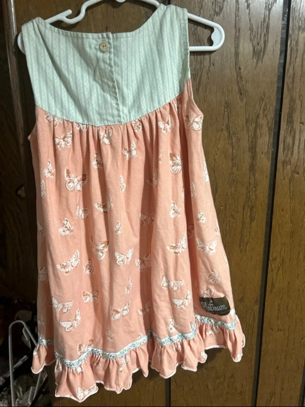 Matilda Jane Peach Butterfly Dress with Mint Yoke